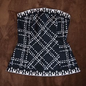 Black and white with embroidery tube top.